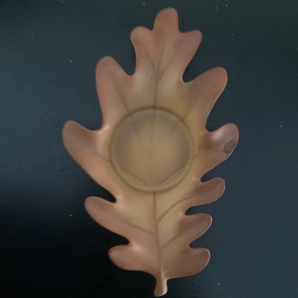 PartyLite Whispering Leaves Candle Holders Fall Autumn 6 Pieces Bisque oak maple